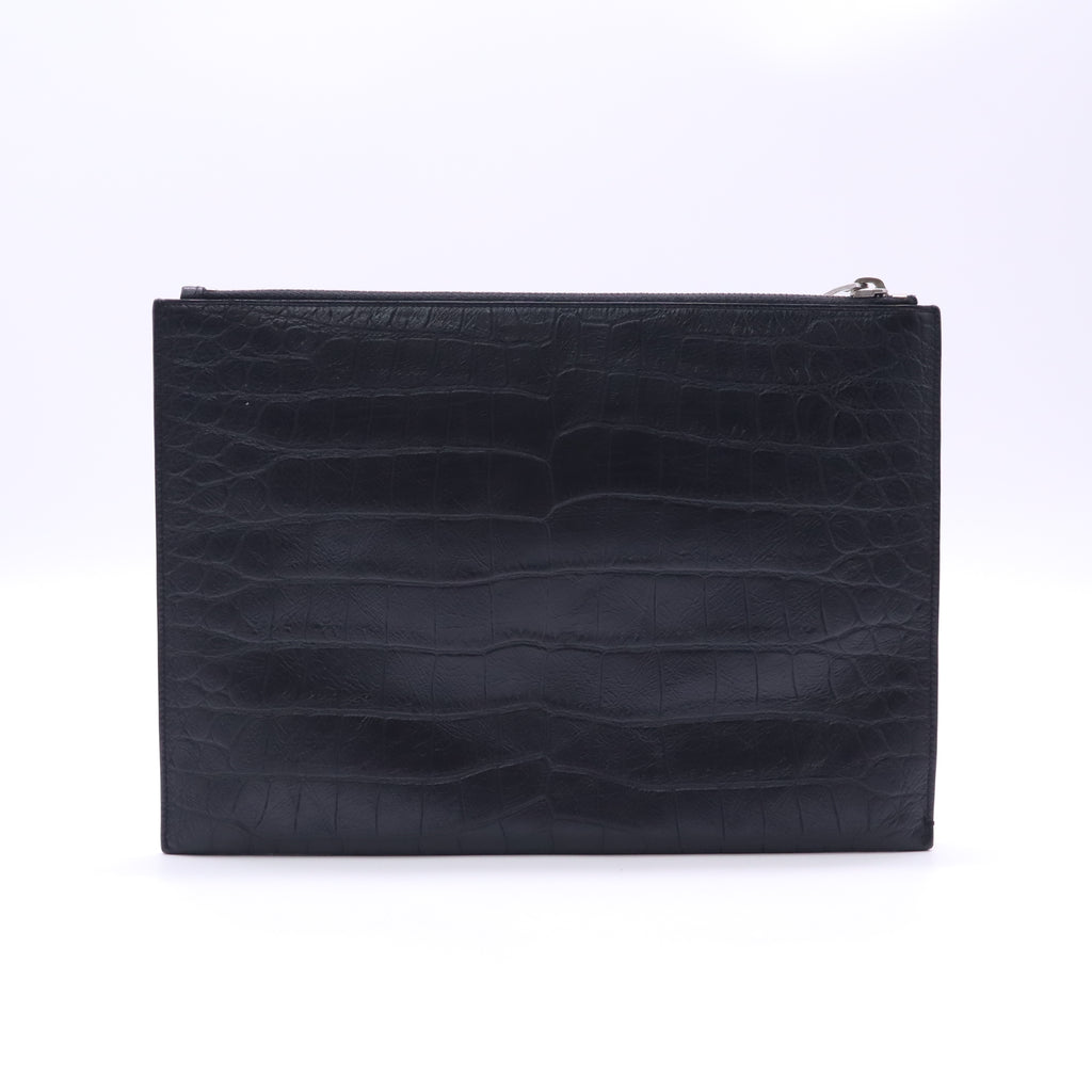 Saint Laurent Tablet Holder in Crocodile-Embossed Matte Leather W22768
