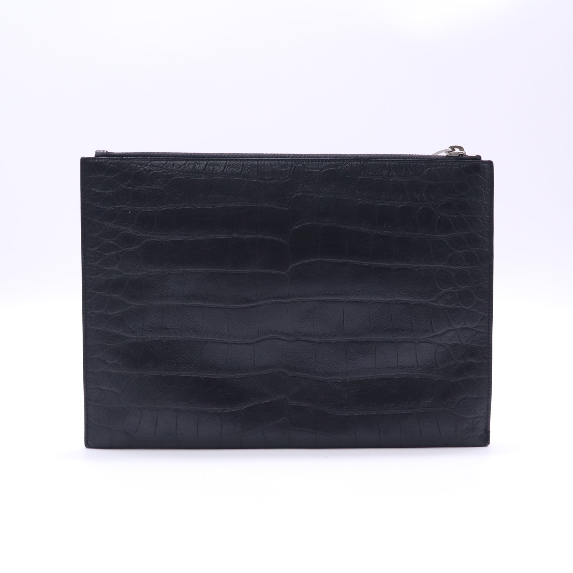 Saint Laurent Tablet Holder in Crocodile-Embossed Matte Leather W22768