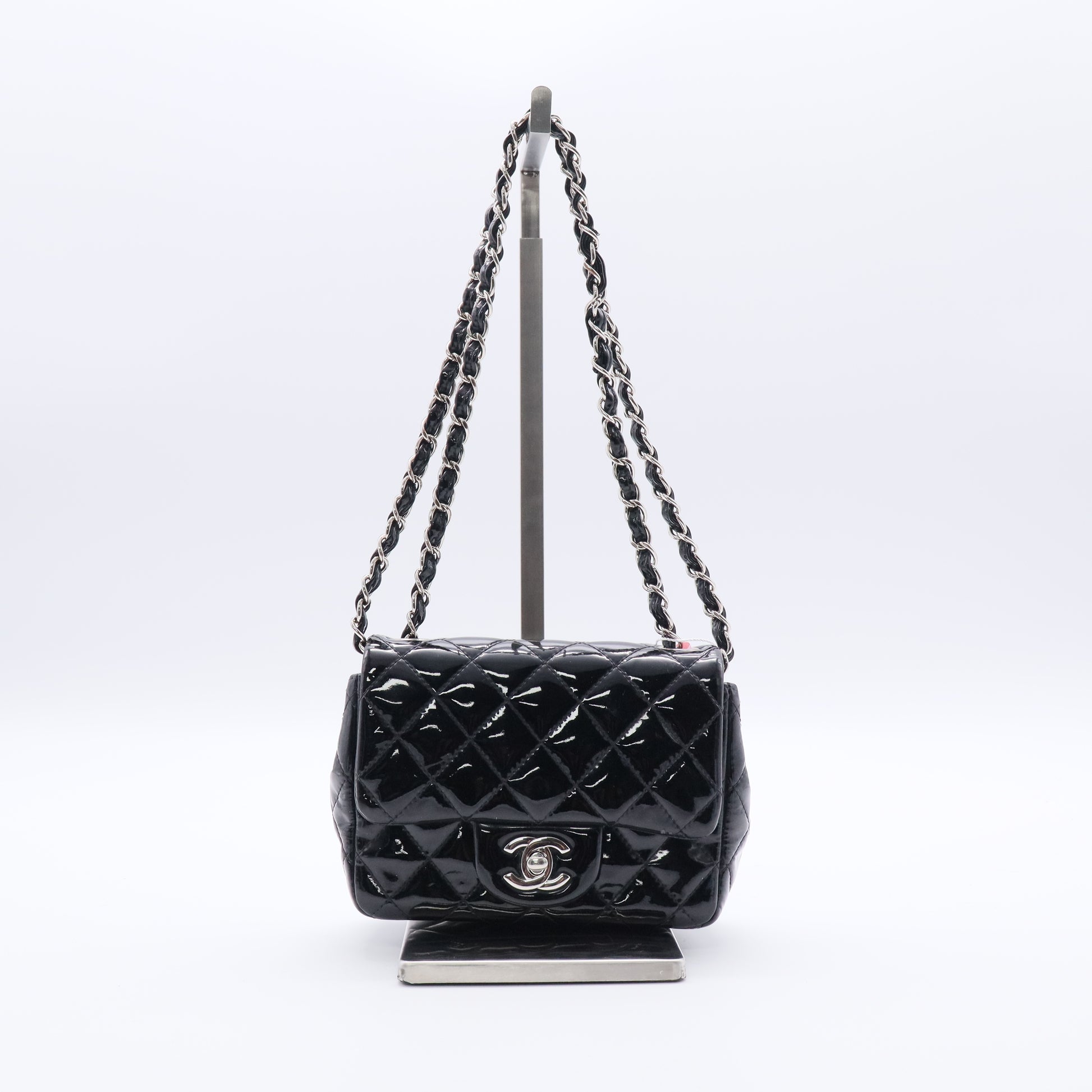 Chanel Classic Patent Mini Square Flap Bag twins