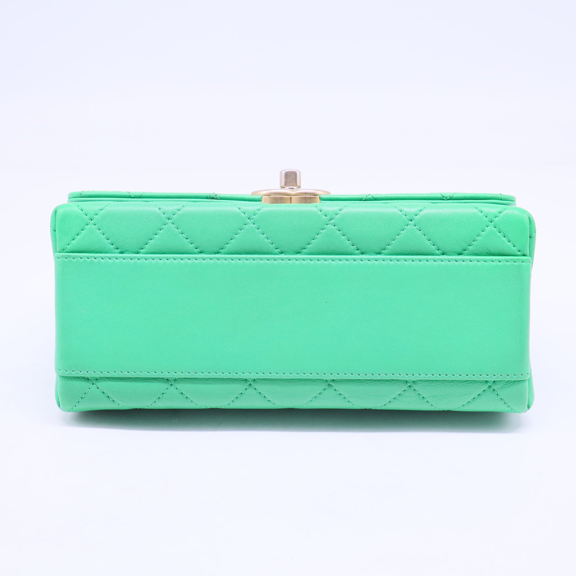 La Parisienne Green Gold Lambskin Leather Top Handle Shoulder Bag B20437