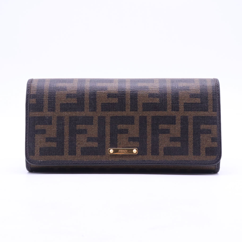 Fendi Tobacco Zucca Coated Canvas Continental Wallet W21041