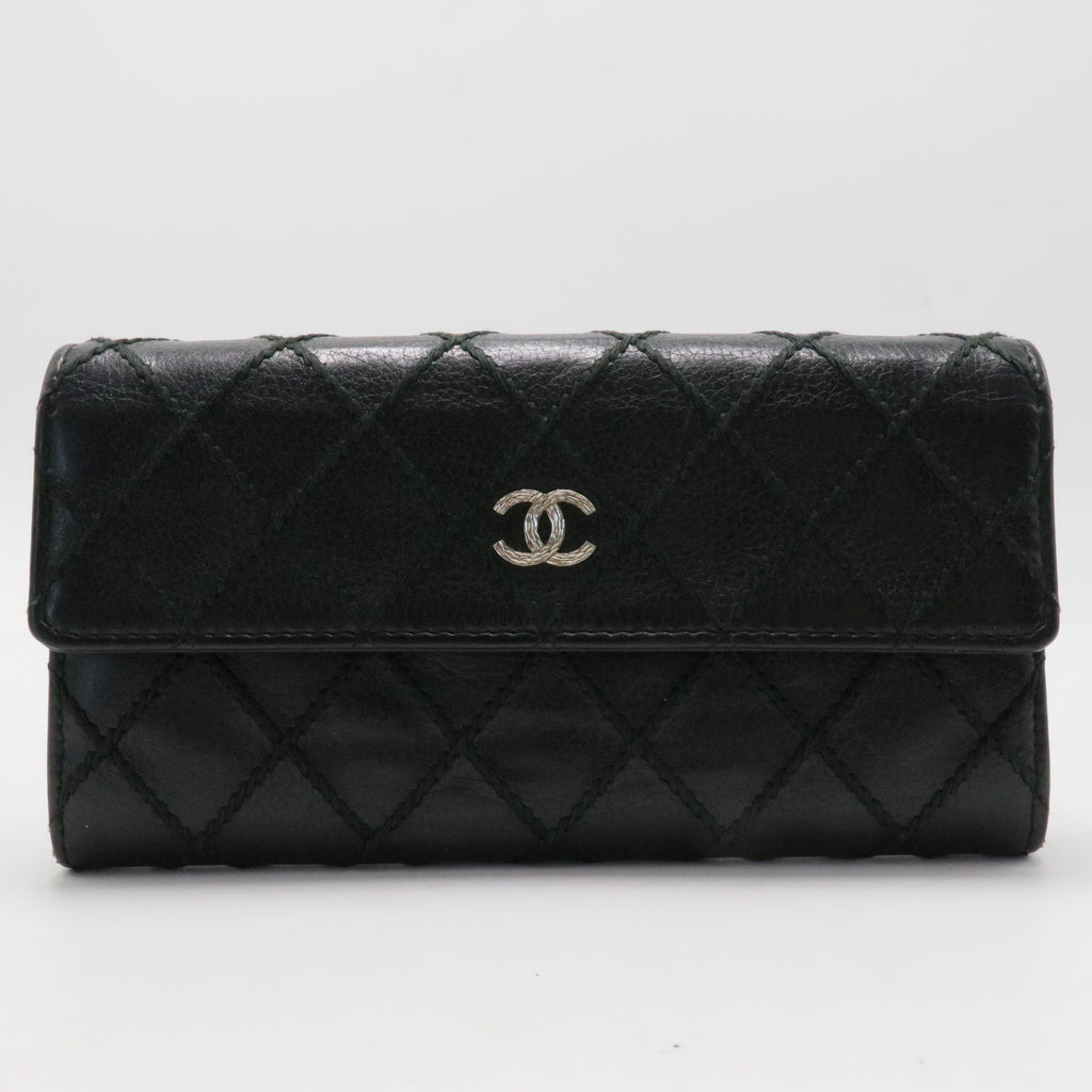 Long Wallet Wild Stitch Leather Black