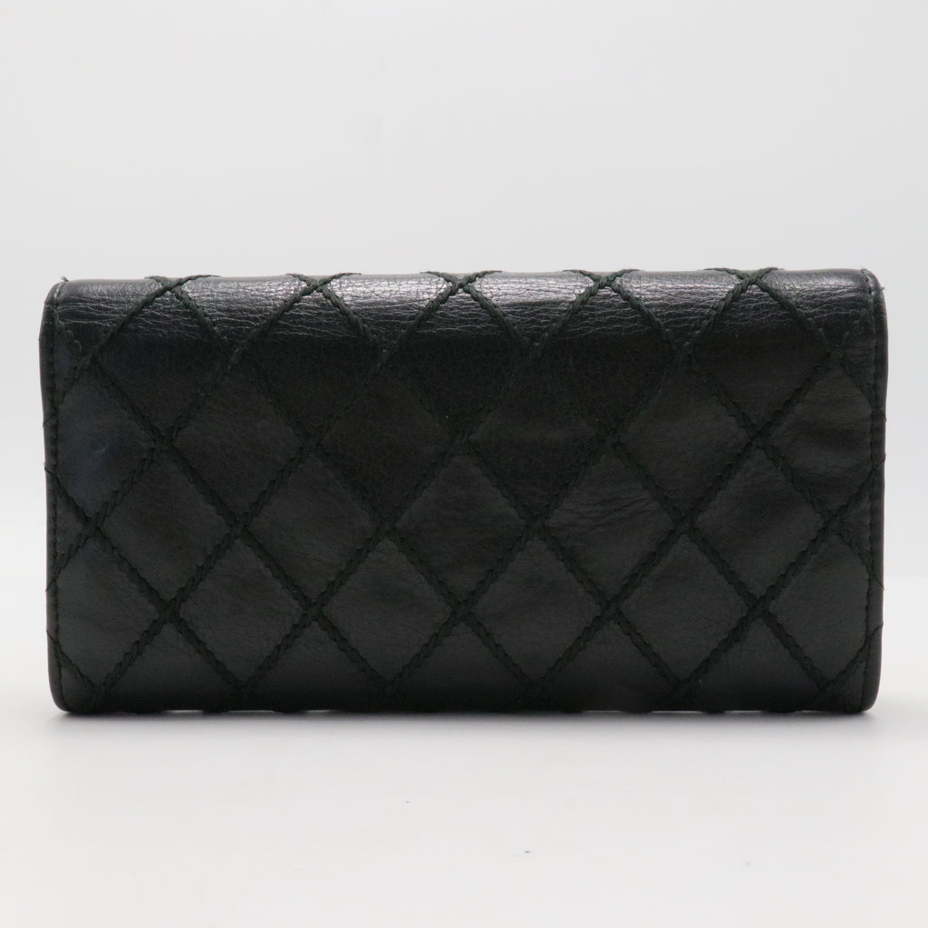 Long Wallet Wild Stitch Leather Black