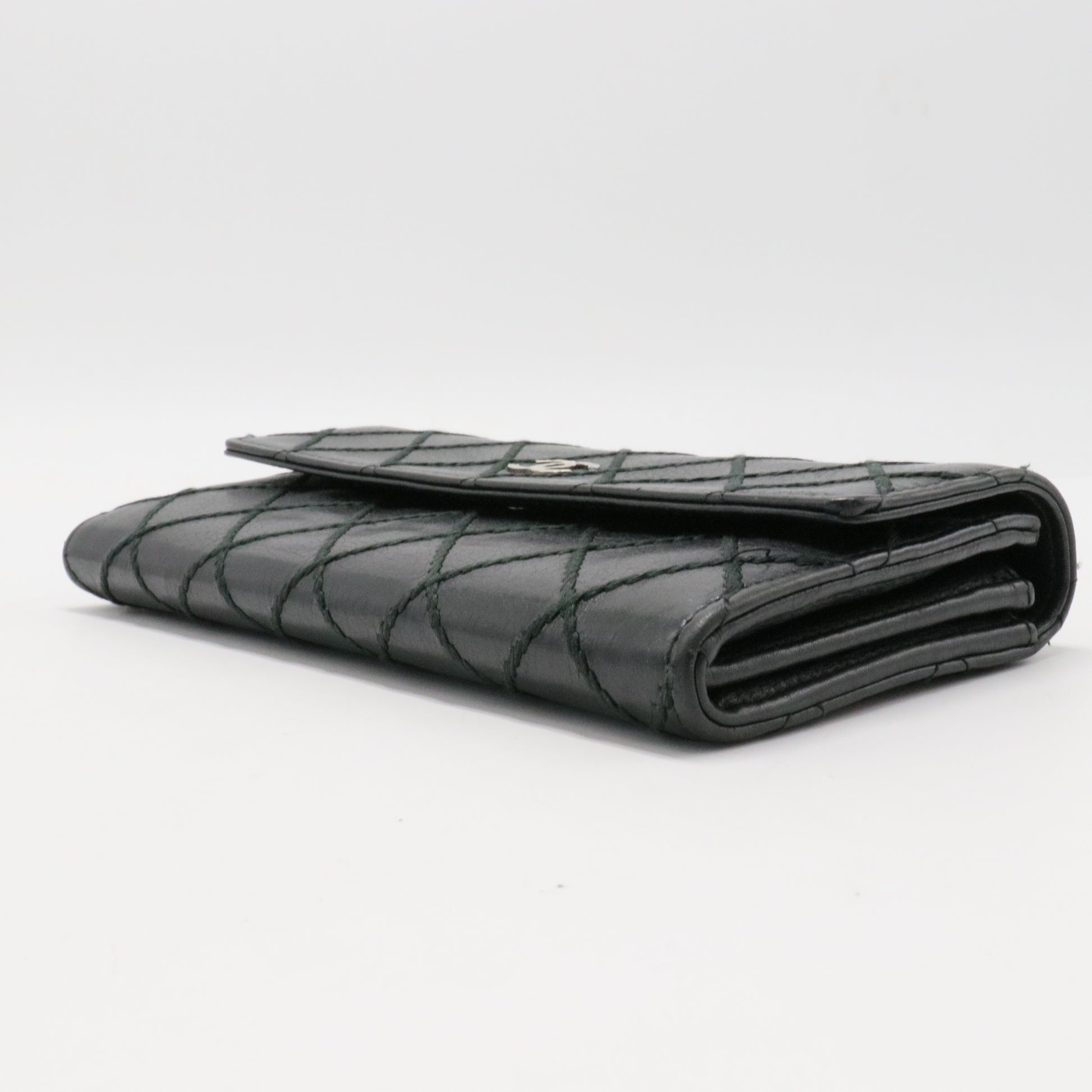 Long Wallet Wild Stitch Leather Black