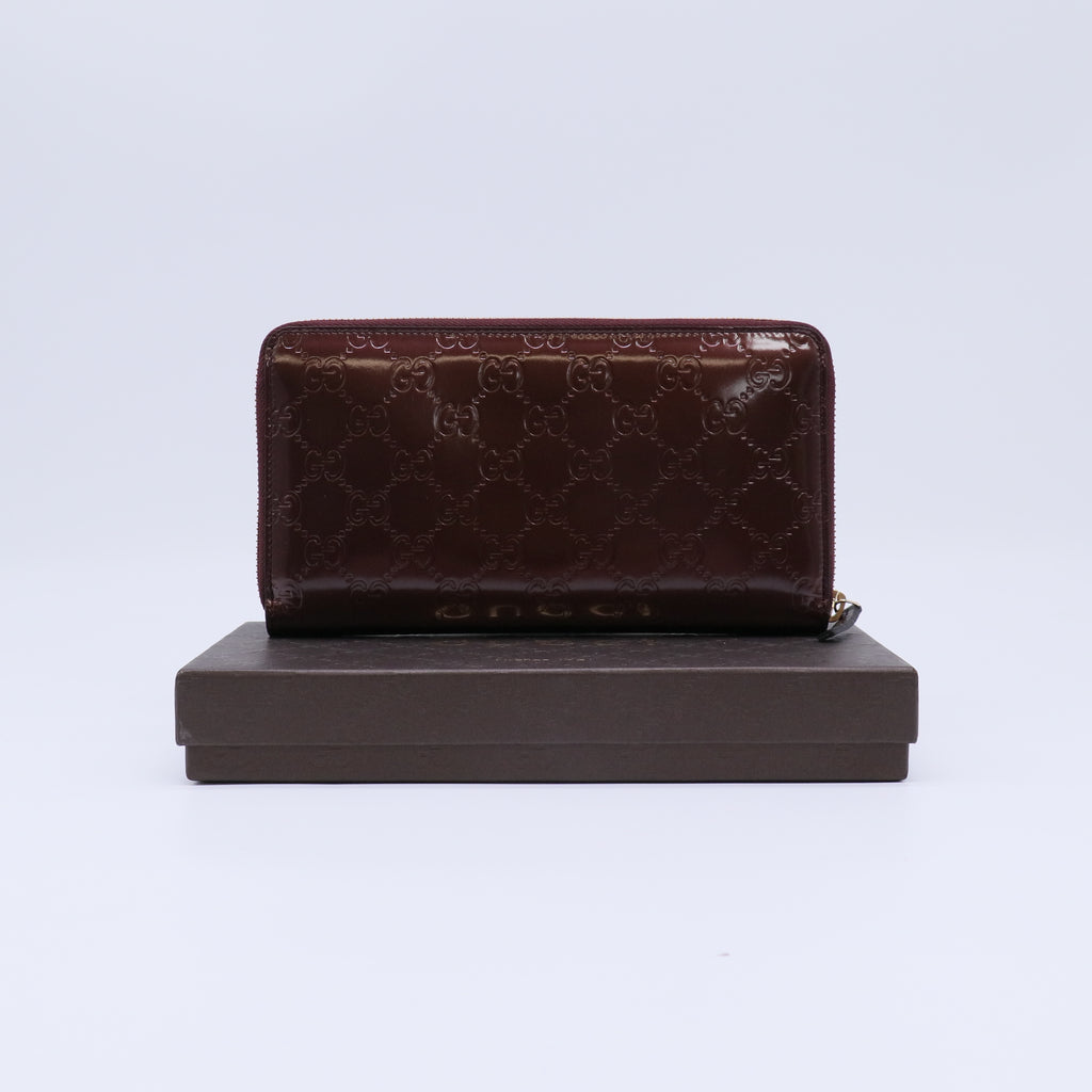 Gucci Patent Guccissima Zip Around Wallet W21805