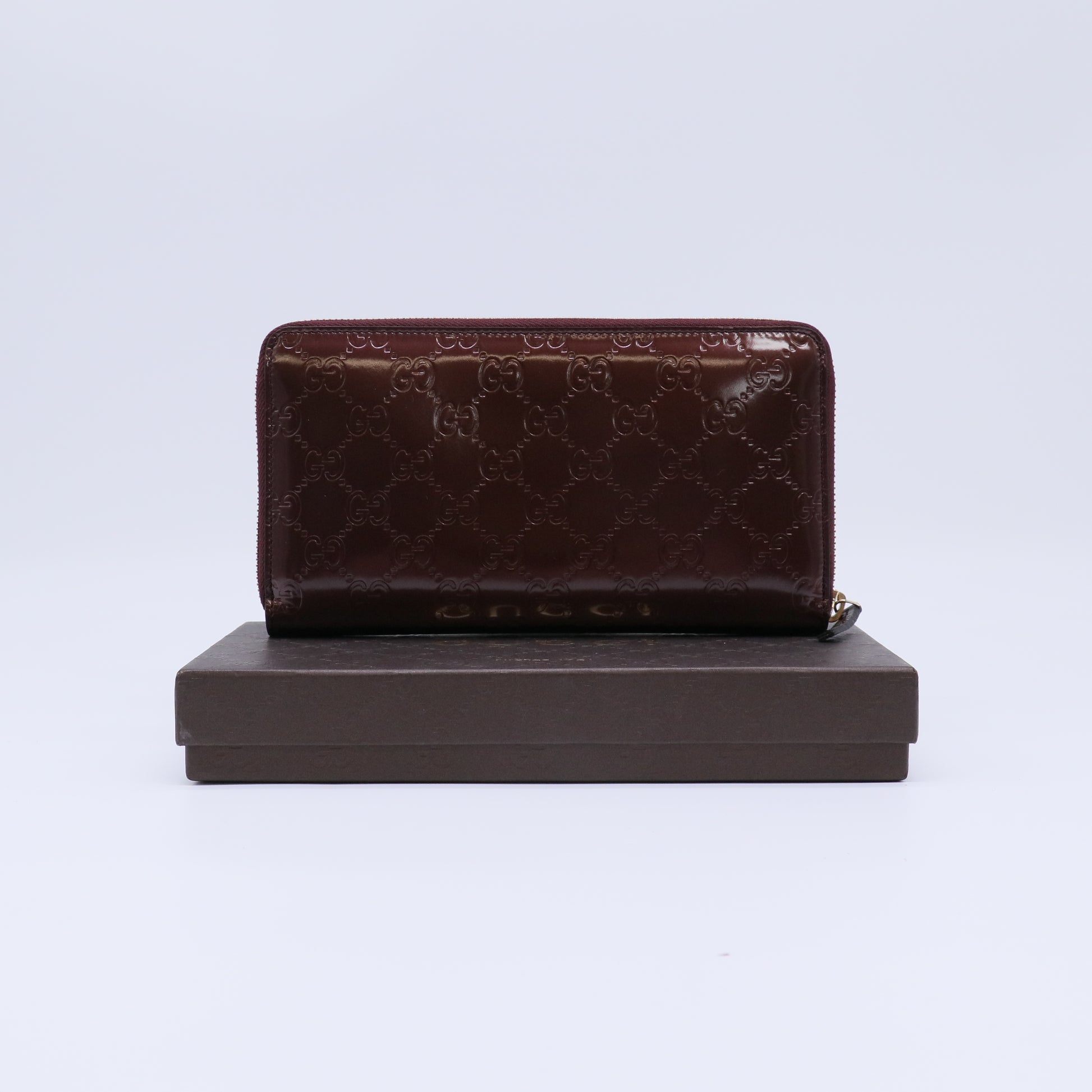 Gucci Patent Guccissima Zip Around Wallet W21805