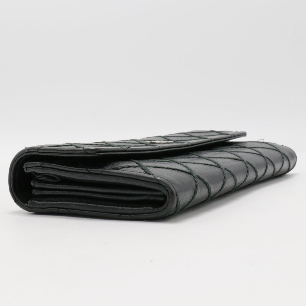 Long Wallet Wild Stitch Leather Black