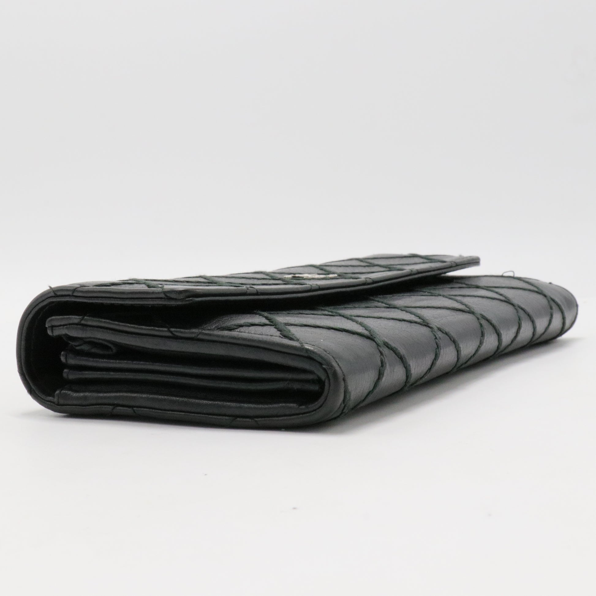 Long Wallet Wild Stitch Leather Black