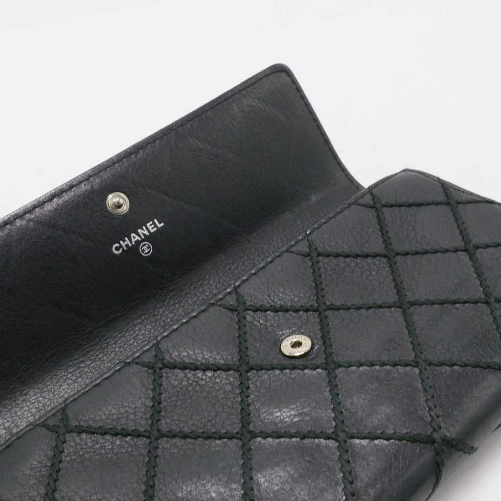 Long Wallet Wild Stitch Leather Black