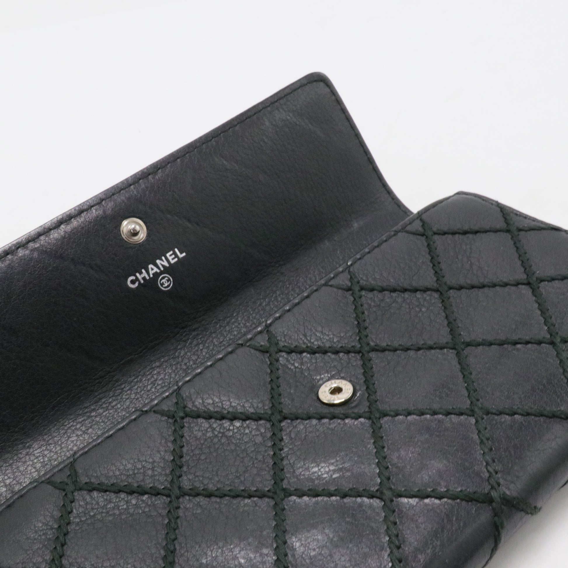 Long Wallet Wild Stitch Leather Black