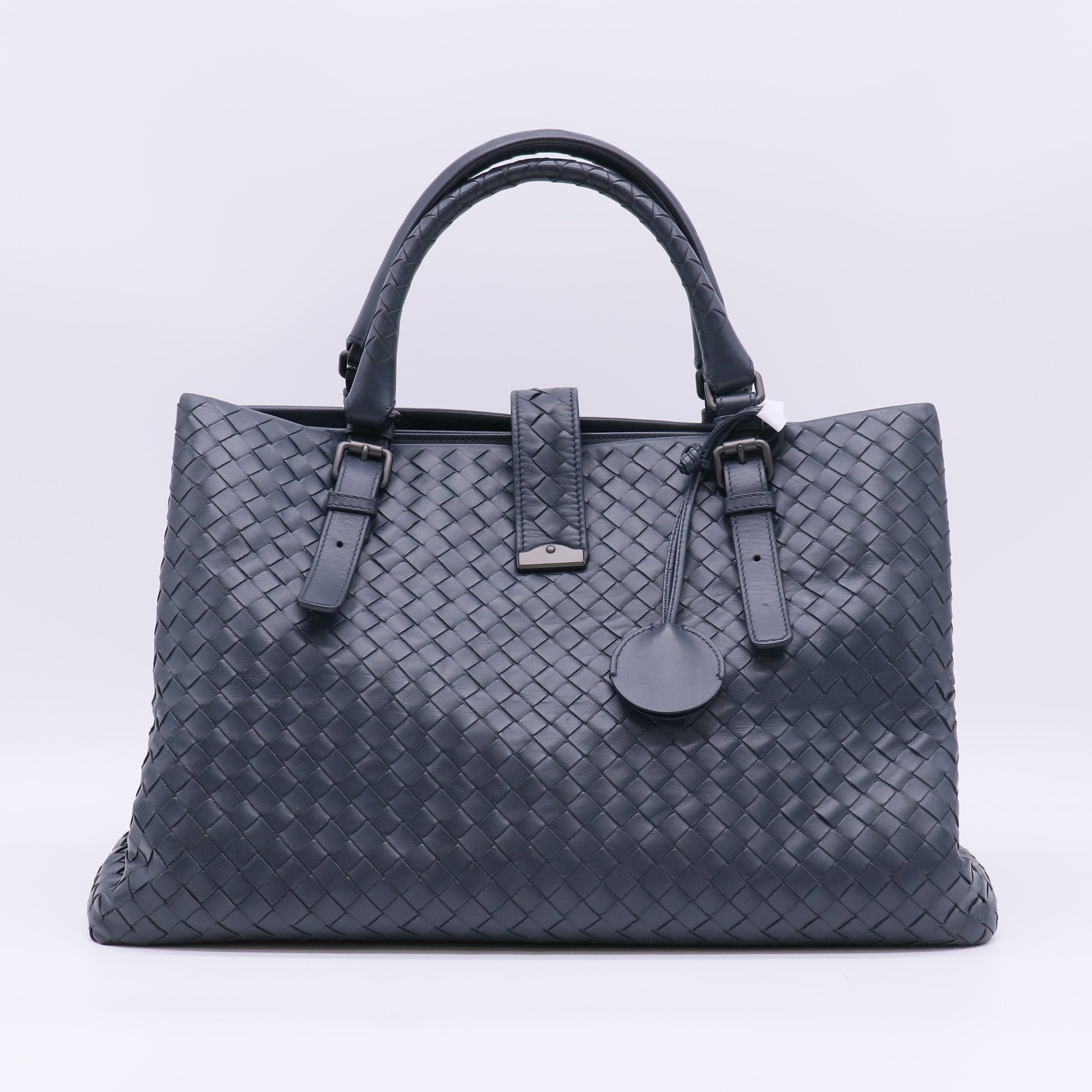 Bottega Veneta Dark Grey Intrecciato Woven Nappa Leather Roma Tote Bag twins B23674