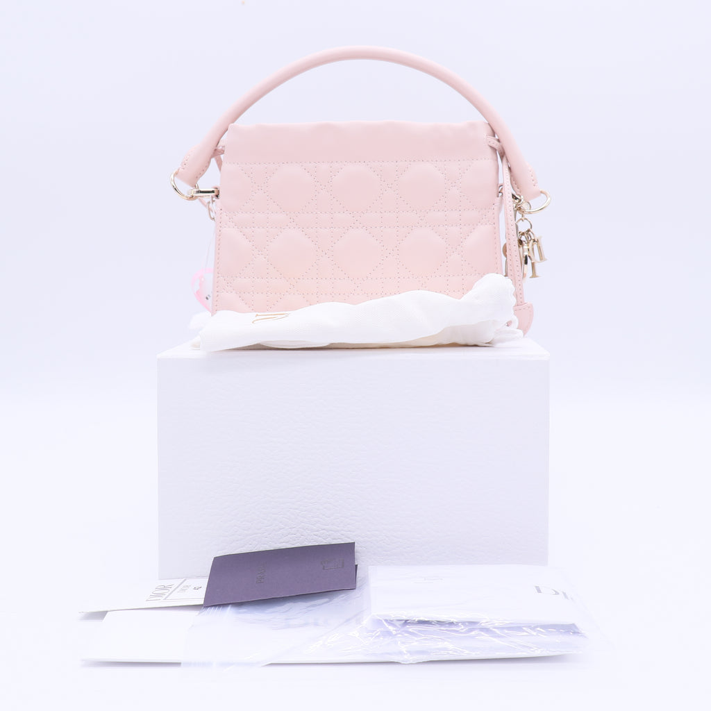 Dior Milly Drawstring Chain Bag Cannage Quilt Lambskin Mini Twins LDJ3727