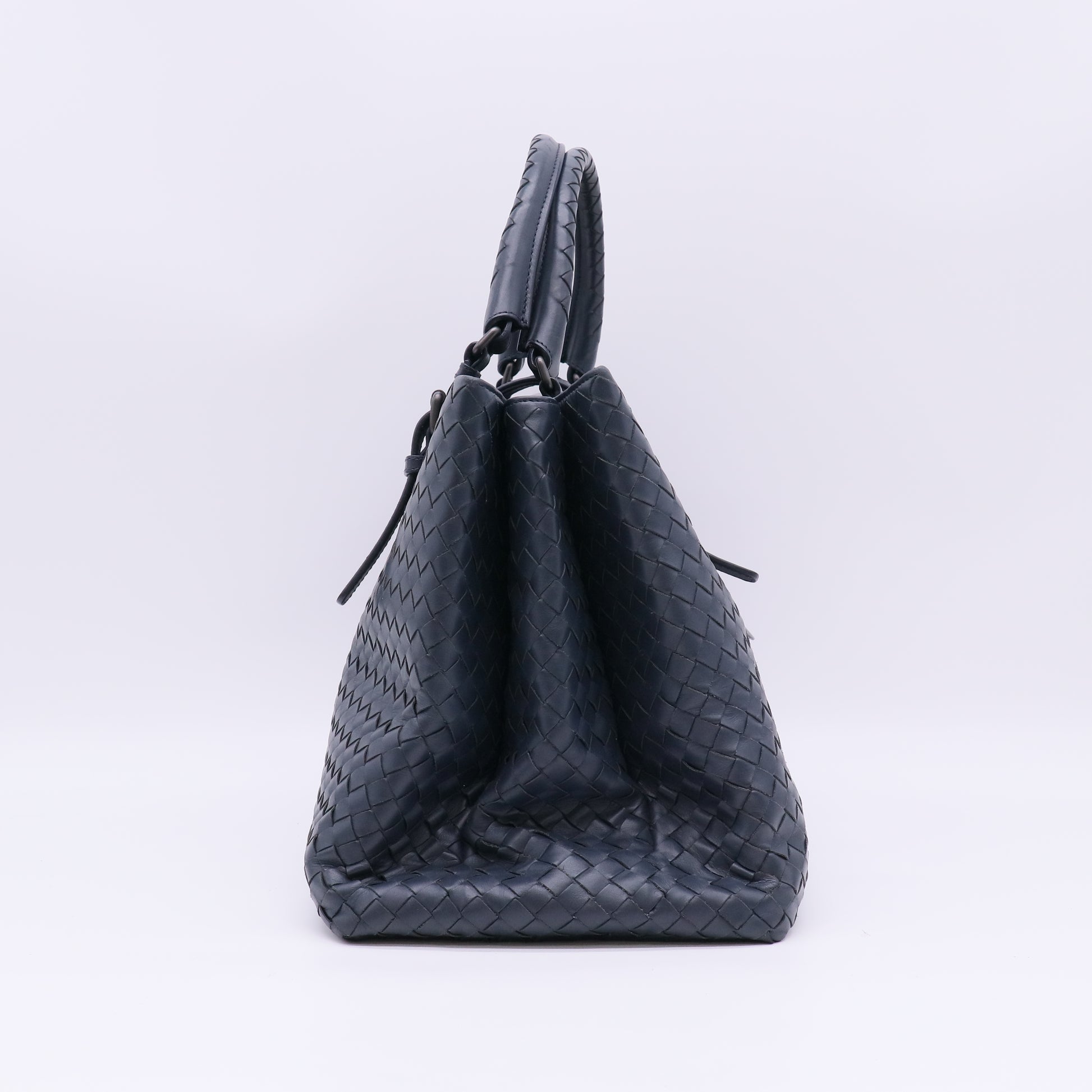 Bottega Veneta Dark Grey Intrecciato Woven Nappa Leather Roma Tote Bag twins B23674