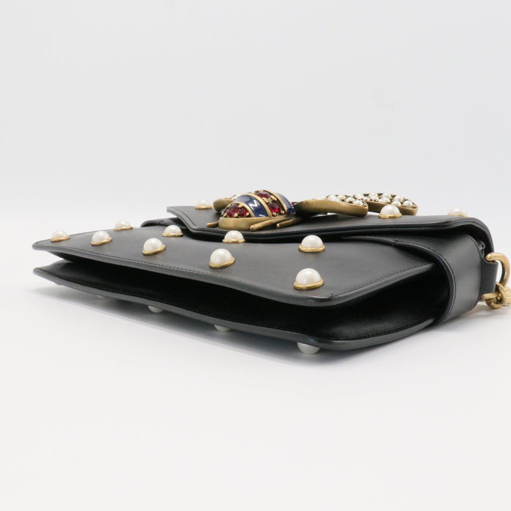 Broadway Pearly Bee Shoulder Bag Embellished Leather Mini