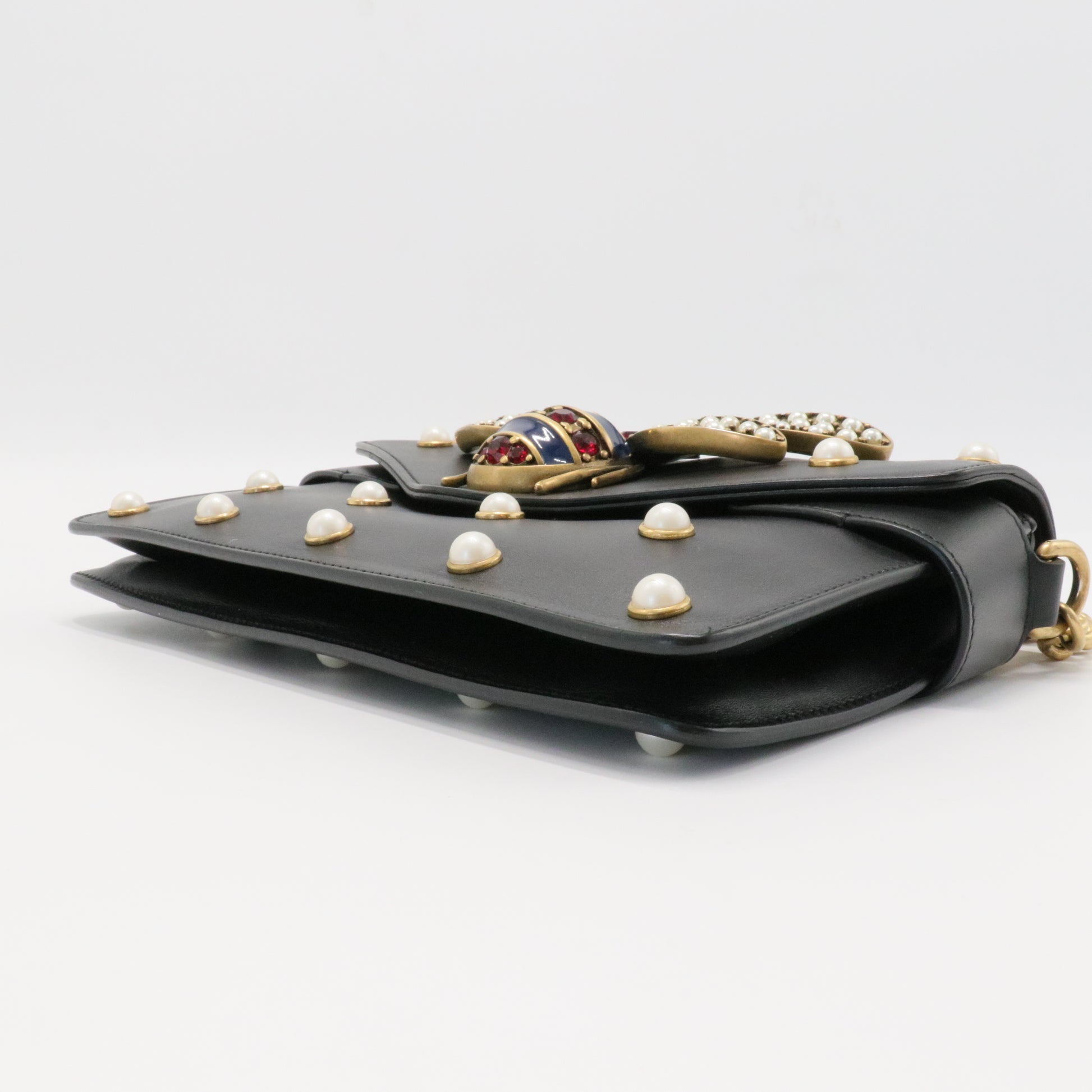 Broadway Pearly Bee Shoulder Bag Embellished Leather Mini