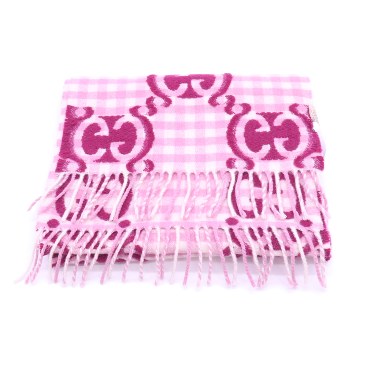 Gucci Scarf in Pink Checked Wool W23218