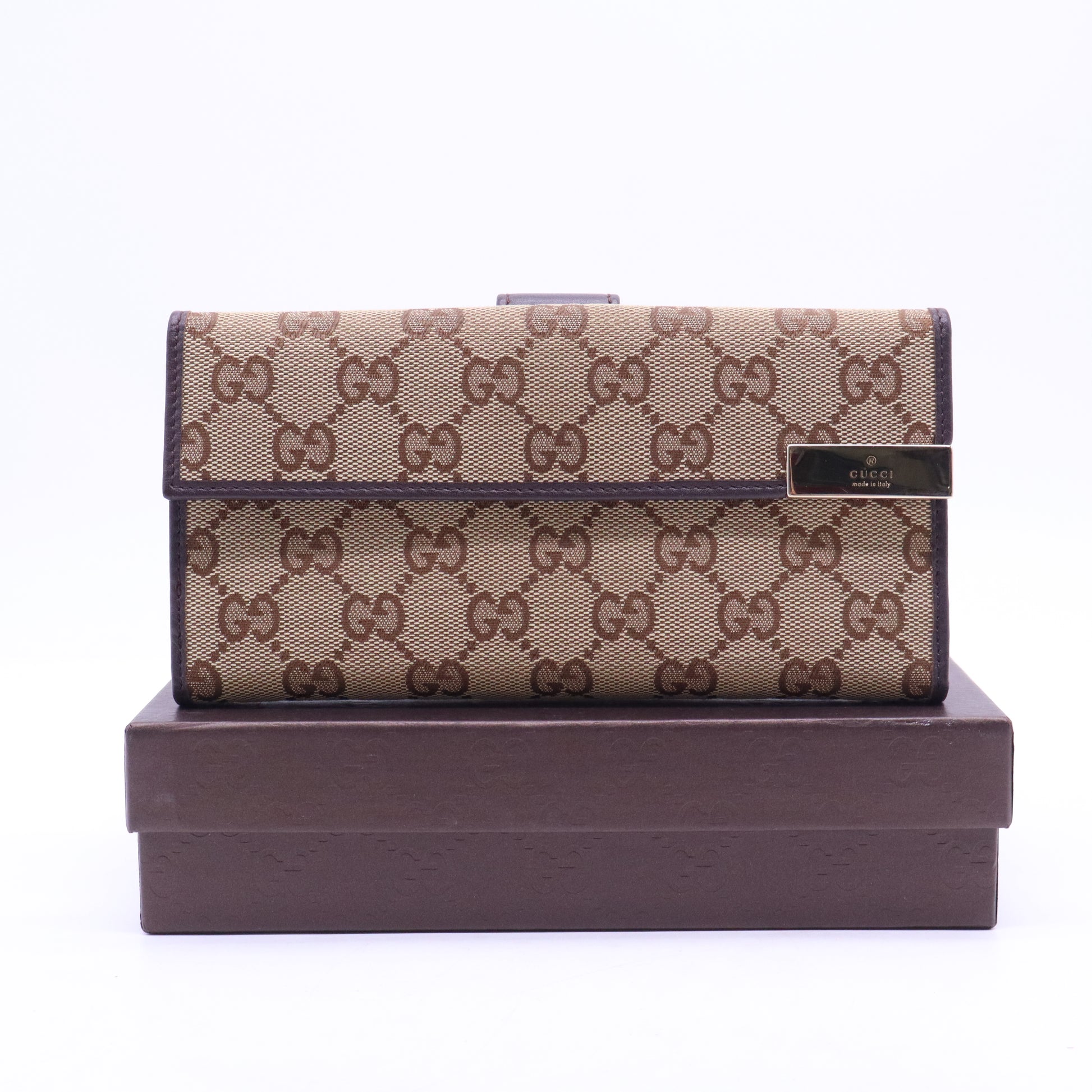 Gucci Monogram Margaux Calfskin Dice Compact Trademark Wallet W21047