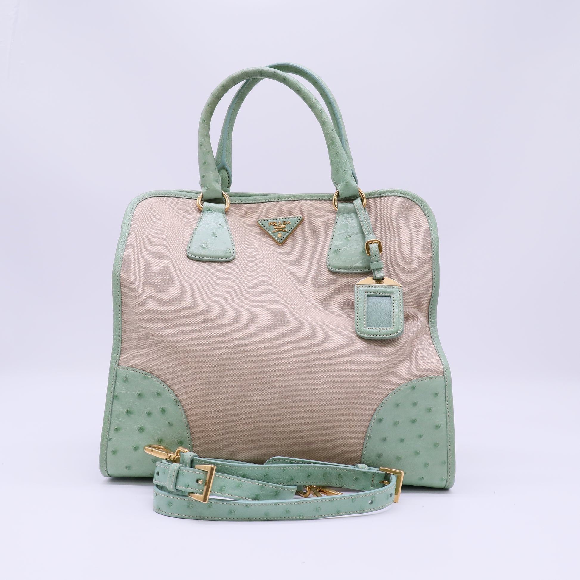Prada Route Large Canvas and Leather Tote Bag B22612