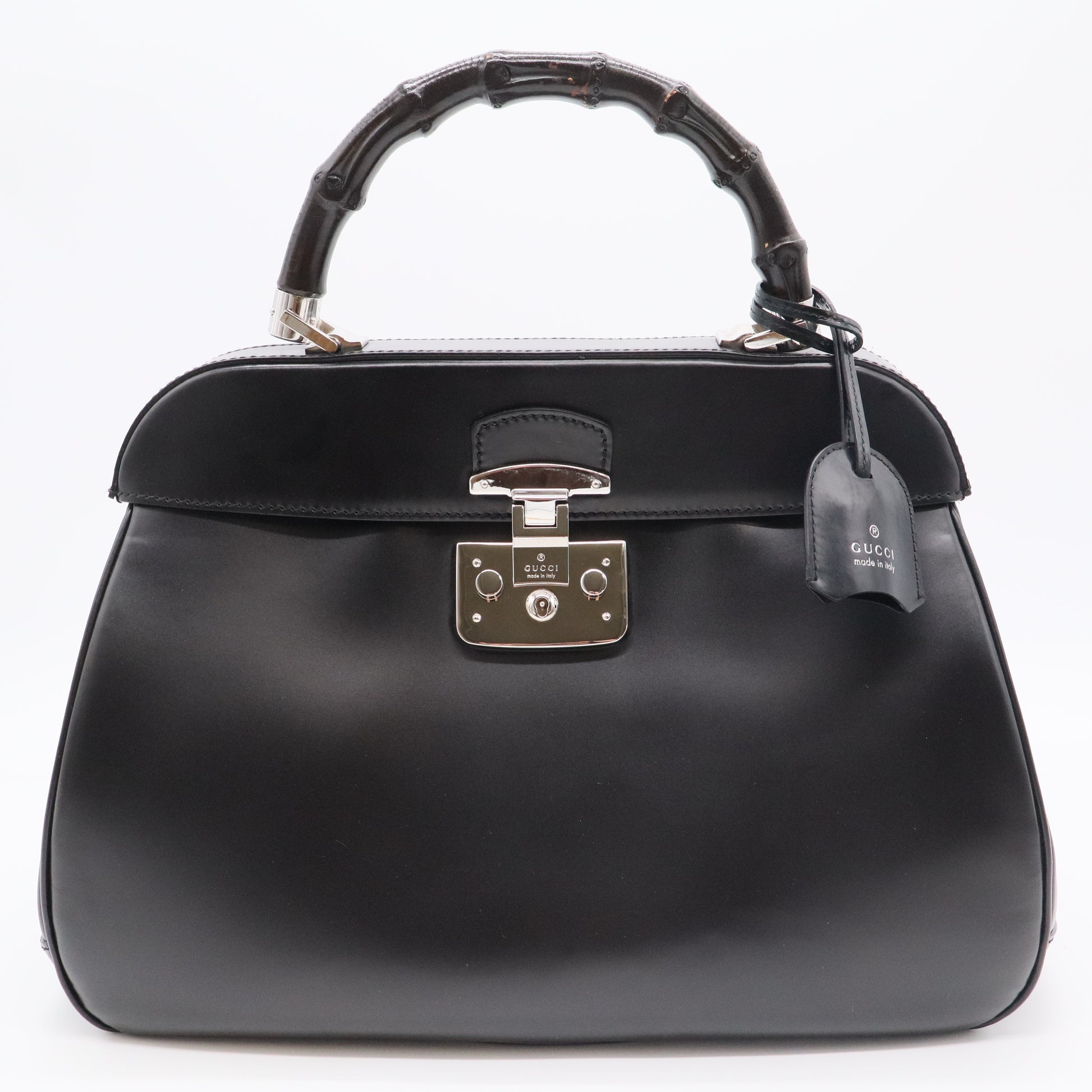 Lady Lock Bamboo Top Handle Bag Leathe