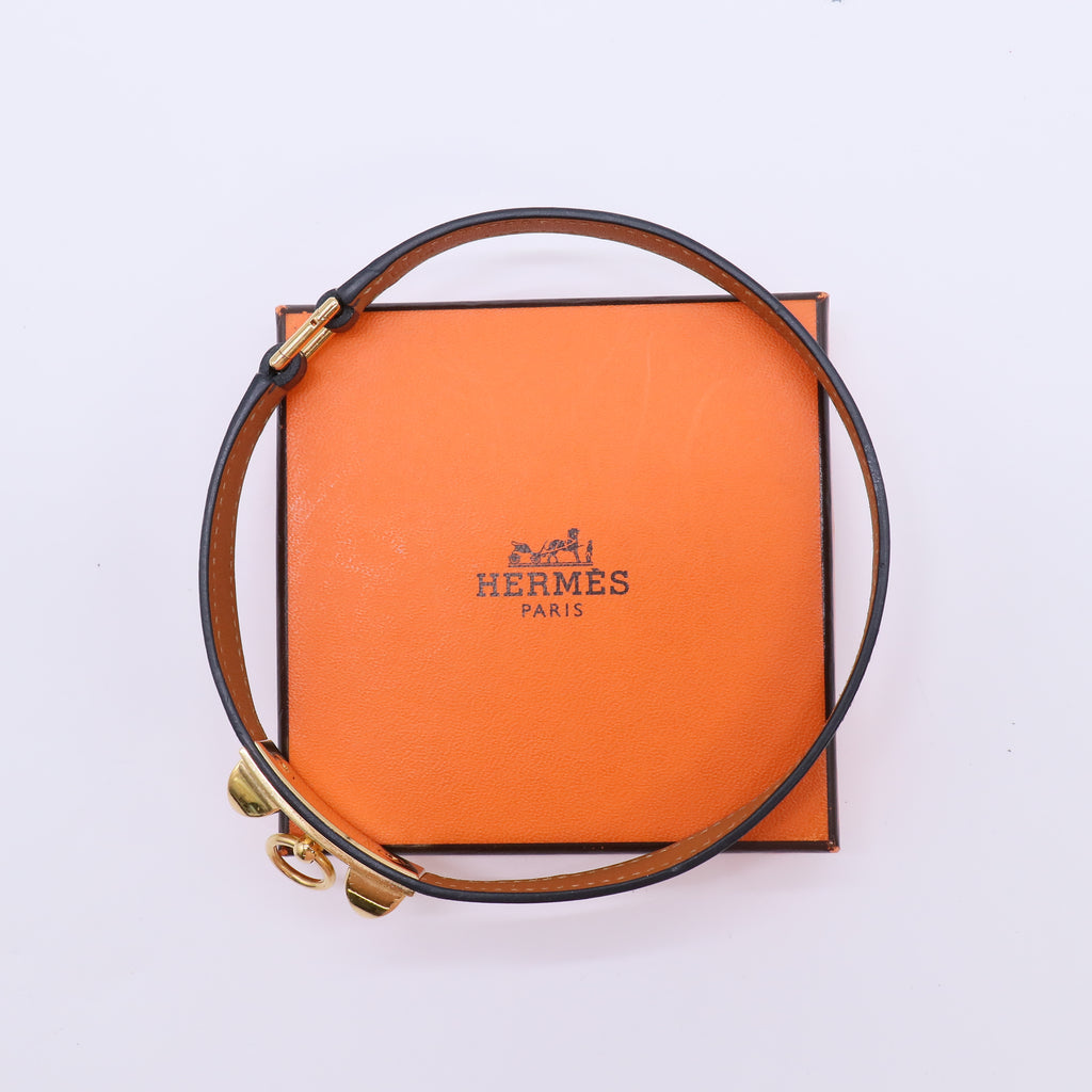 Hermes Rivale Double Tour black leather bracelet W21781