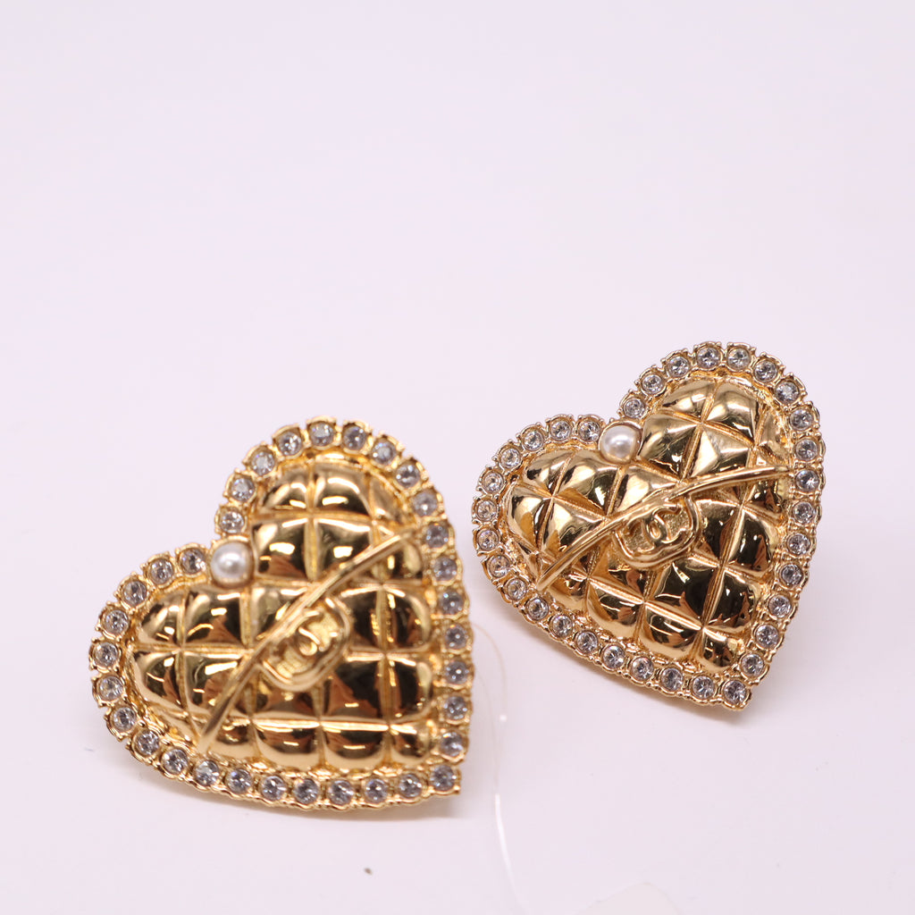 CC Heart Stud Earrings Metal Twins LDJ4545