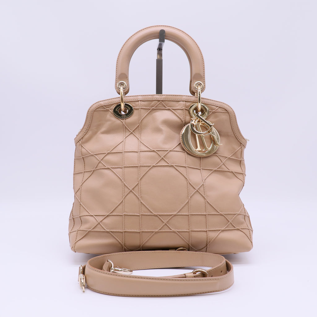 Christian Dior Lambskin Cannage Granville Polochon Tote Bag B22633