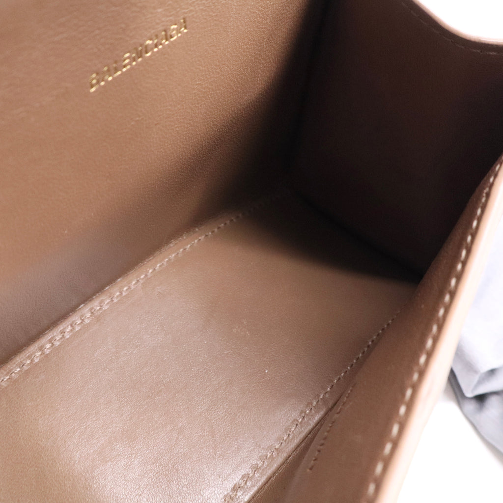 Balenciaga Coated Canvas BB Monogram Hourglass Top Handle Bag XS Beige Brown J2411 twins