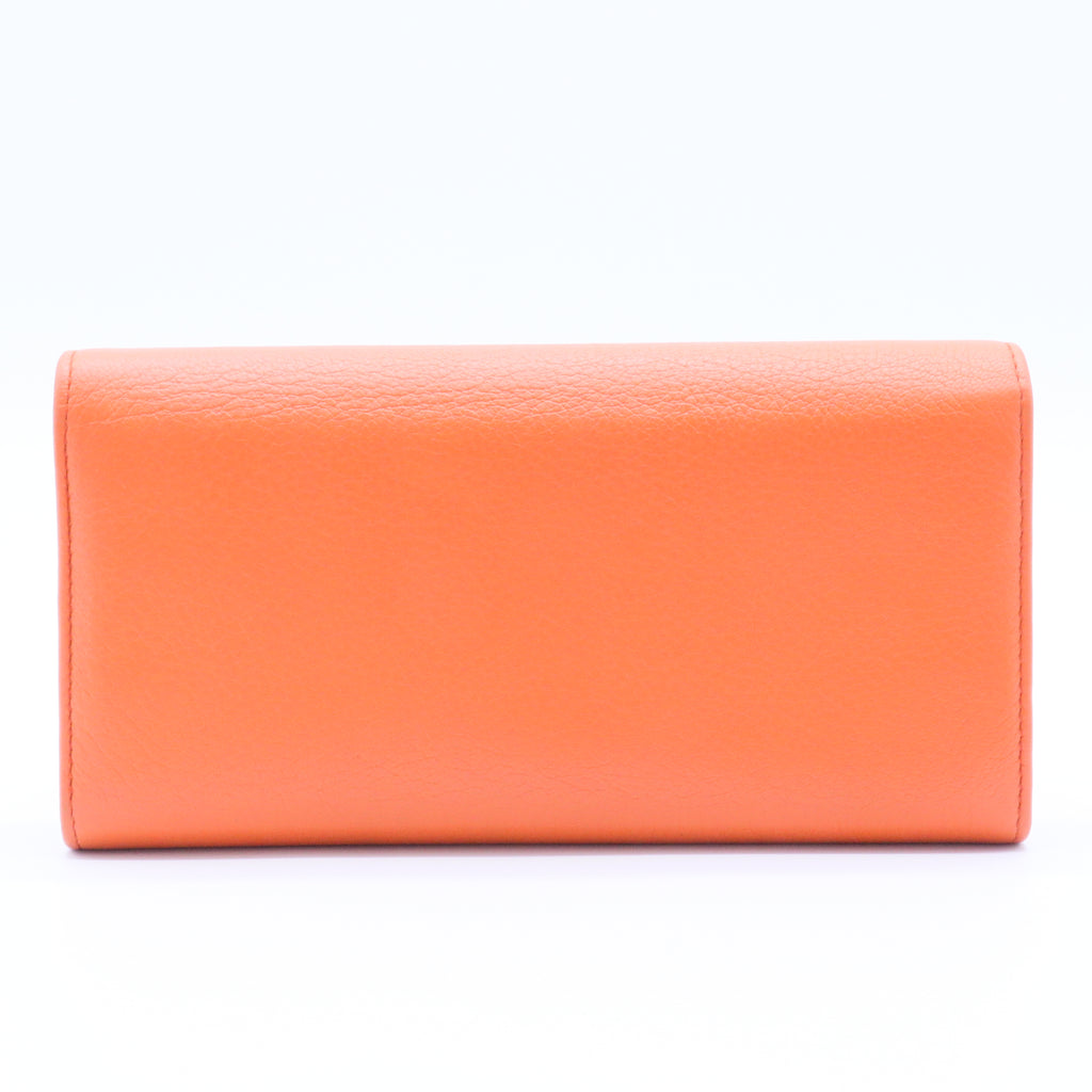 Goatskin Jacket Embossed Long Flap Wallet