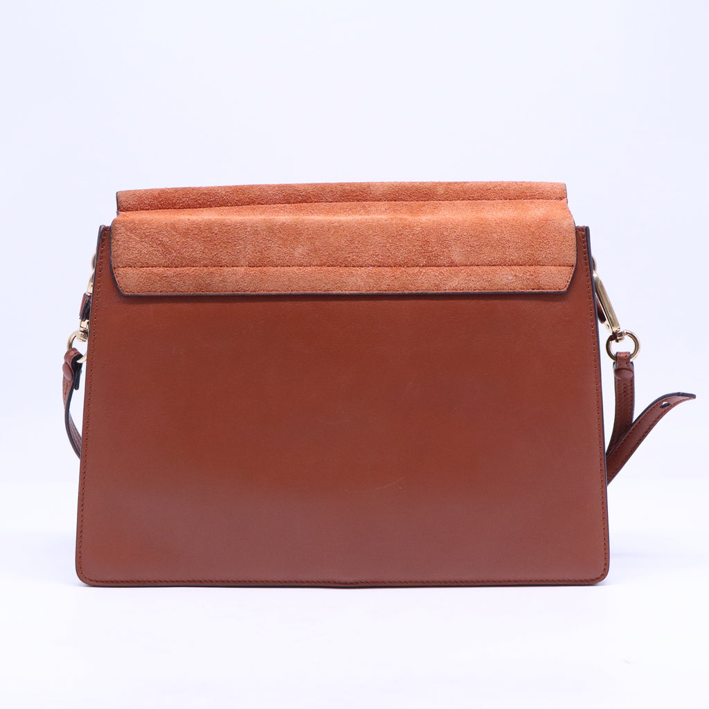 Suede Calfskin Medium Faye Shoulder Bag Tobacco B21222