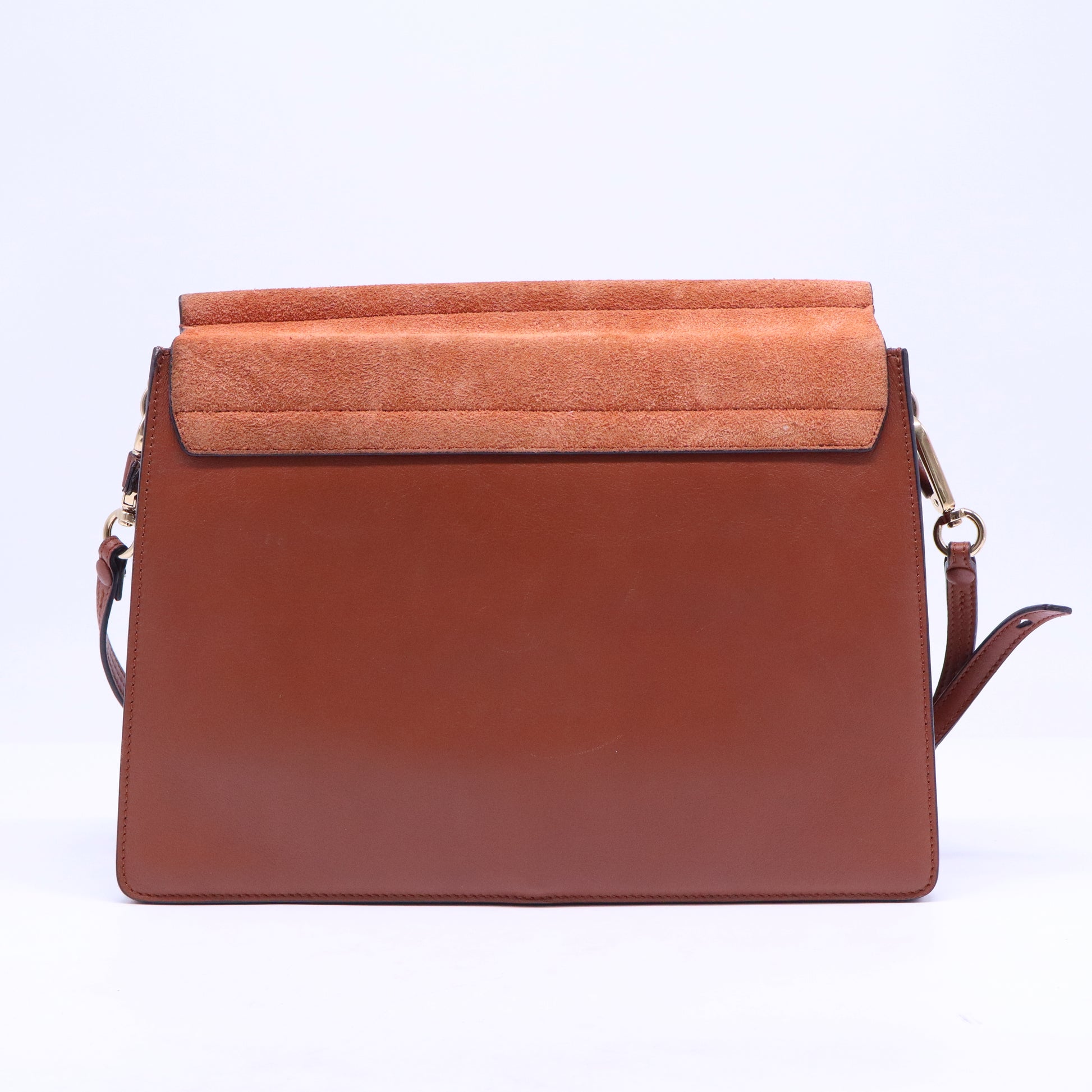 Suede Calfskin Medium Faye Shoulder Bag Tobacco B21222