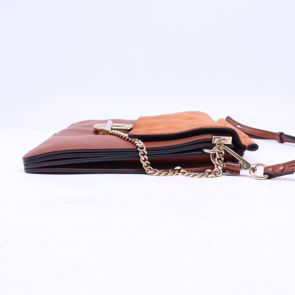 Suede Calfskin Medium Faye Shoulder Bag Tobacco B21222