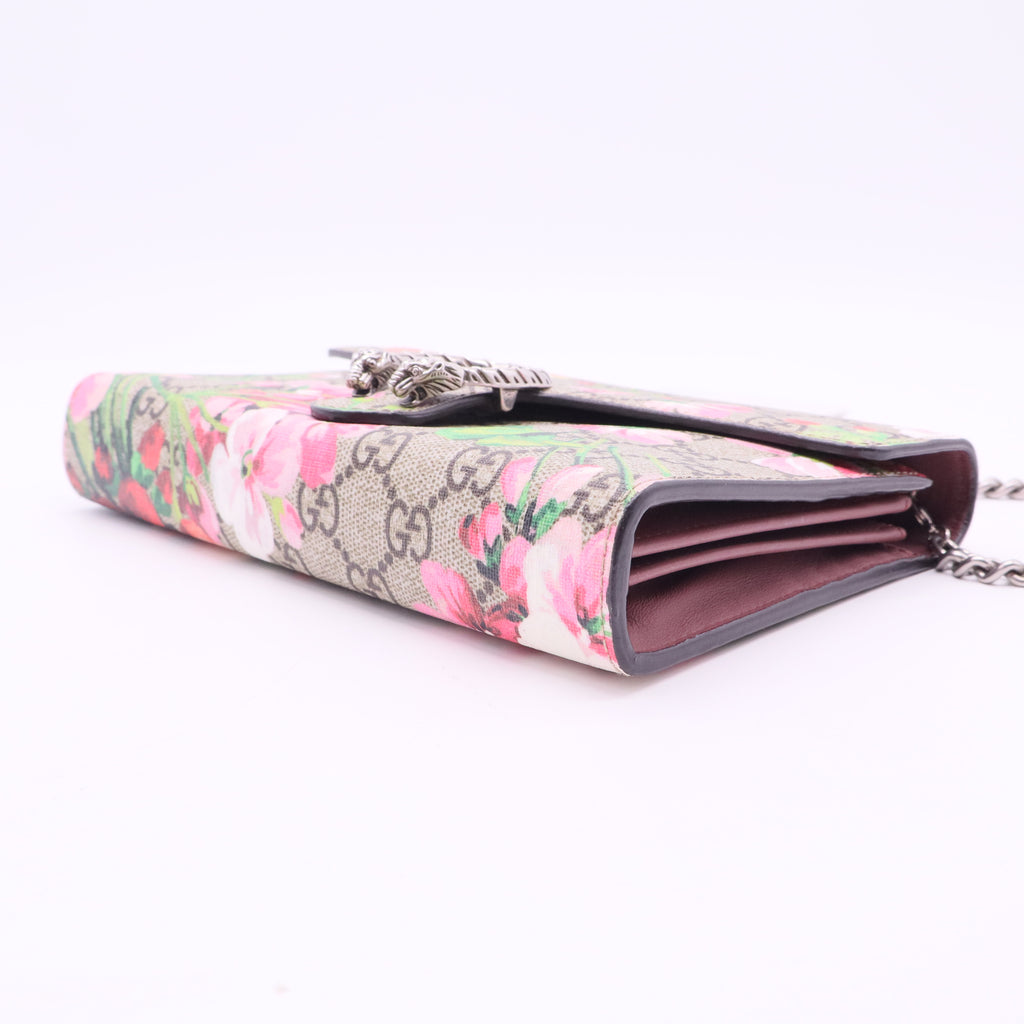 Dionysus Chain Wallet Blooms Print GG Coated Canvas Small Twins