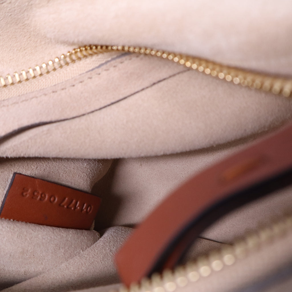 Suede Calfskin Medium Faye Shoulder Bag Tobacco B21222