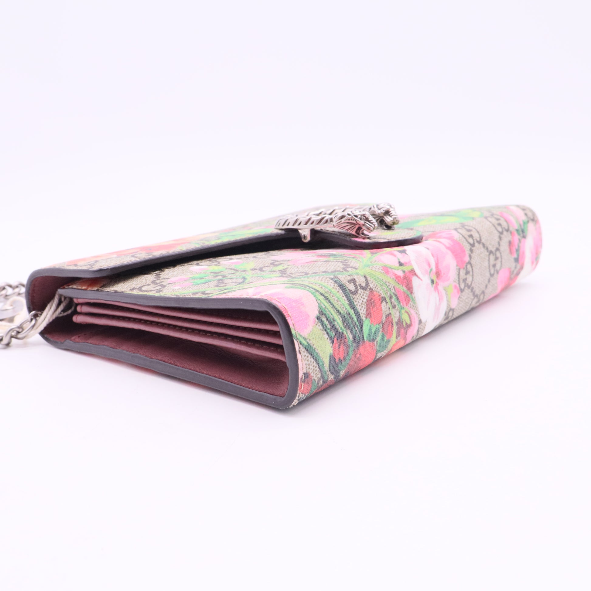 Dionysus Chain Wallet Blooms Print GG Coated Canvas Small Twins