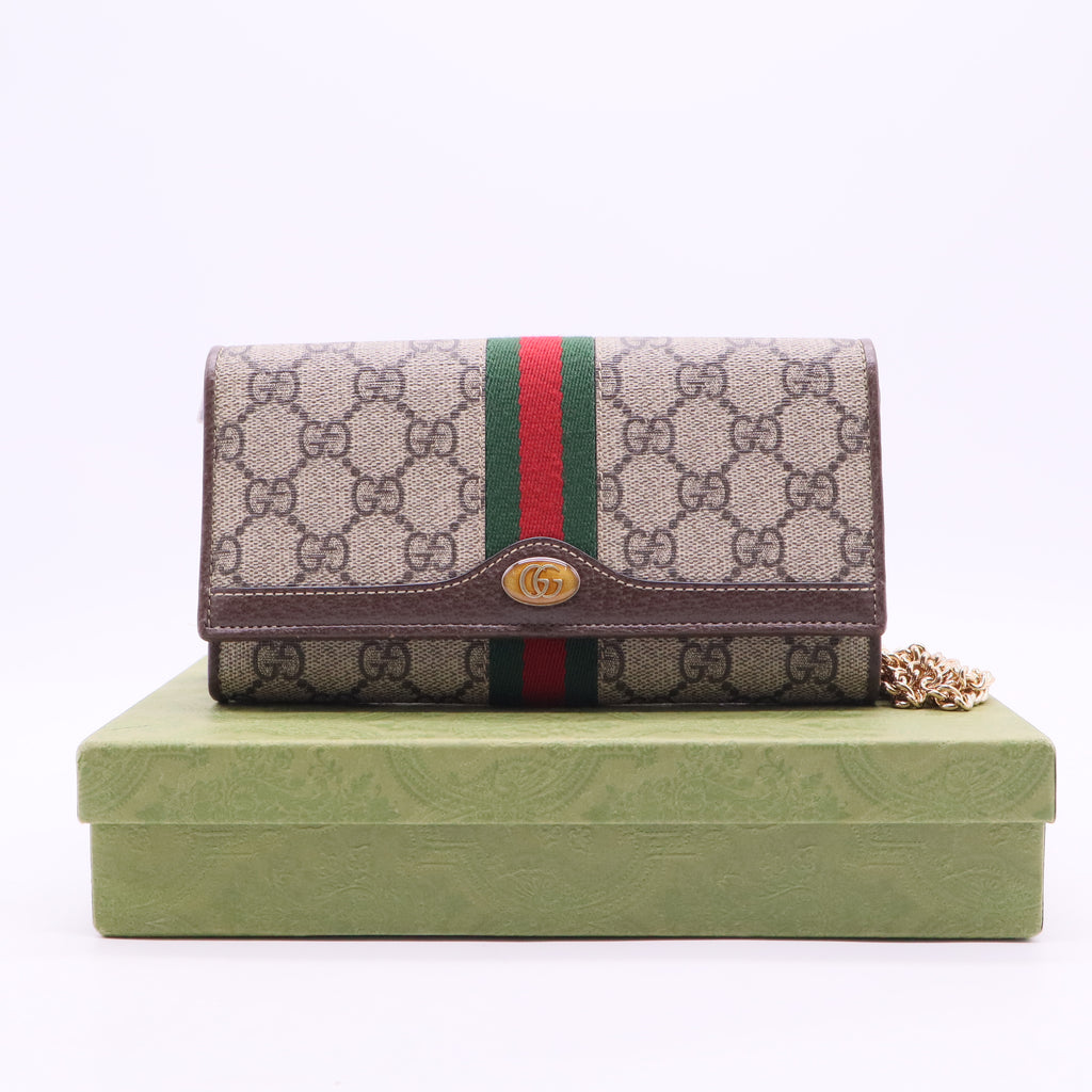 Gucci Beige GG Supreme Ophidia GG Web Wallet on Chain twins