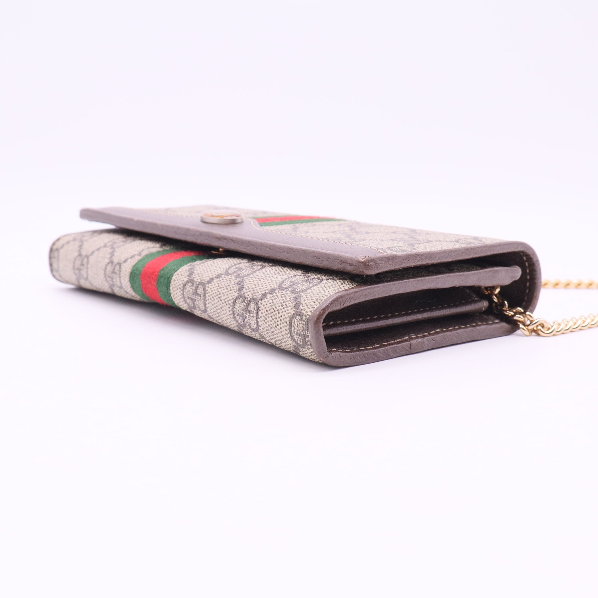 Gucci Beige GG Supreme Ophidia GG Web Wallet on Chain twins