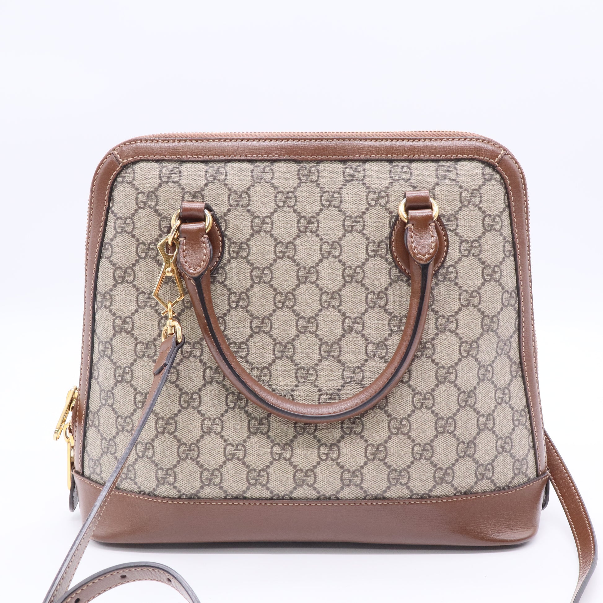 Horsebit 1955 Top Handle Bag GG Coated Canvas with Leather Small Twins B20585