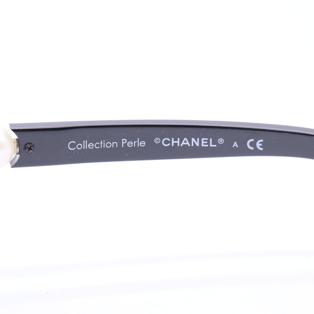 Chanel Black Glitter Acetate Frame Pearl CC Sunglasses Twins LDJ3737