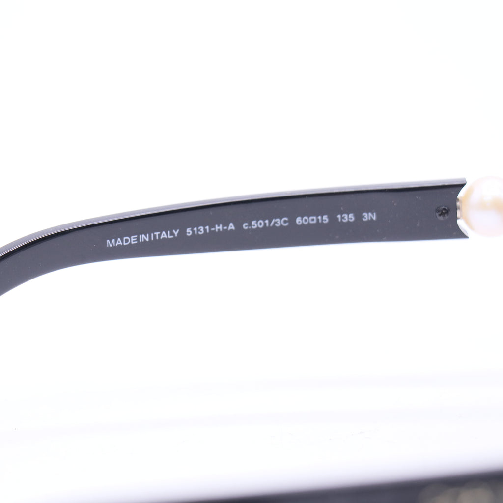 Chanel Black Glitter Acetate Frame Pearl CC Sunglasses Twins LDJ3737
