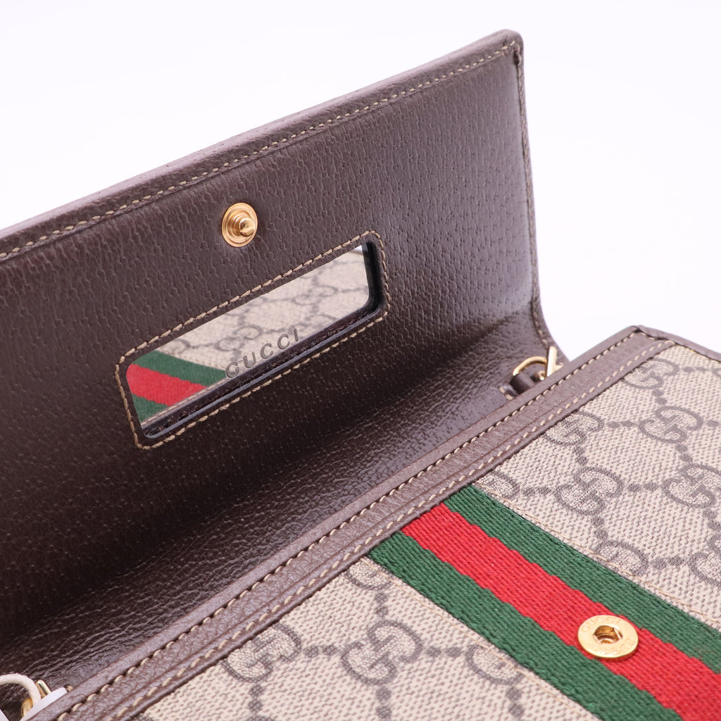 Gucci Beige GG Supreme Ophidia GG Web Wallet on Chain twins