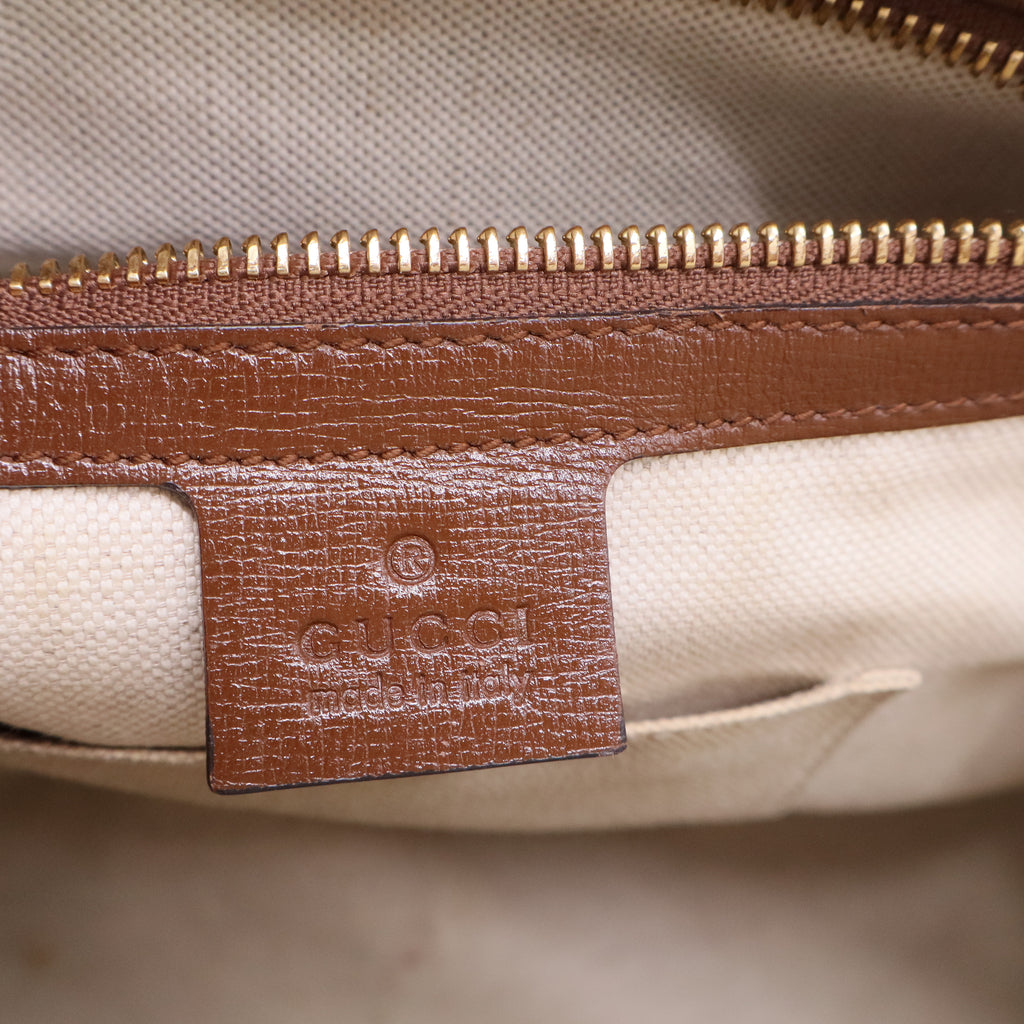 Horsebit 1955 Top Handle Bag GG Coated Canvas with Leather Small Twins B20585