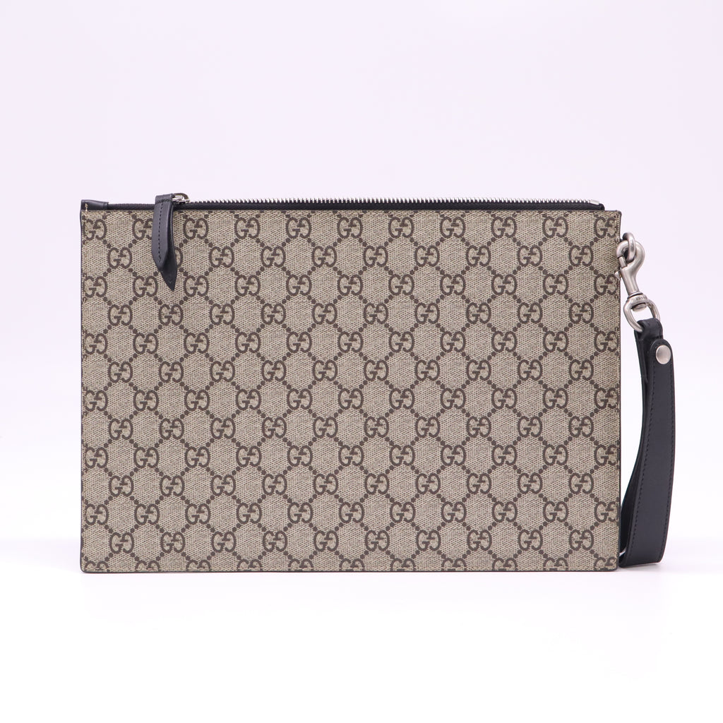 Gucci GG Supreme Bestiary Wolf Print "XXV Hollywood" Zip Pouch W22033