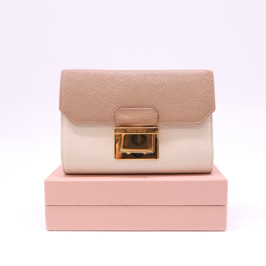 Miu Miu Madras Bicolor Flap Compact Wallet W22195