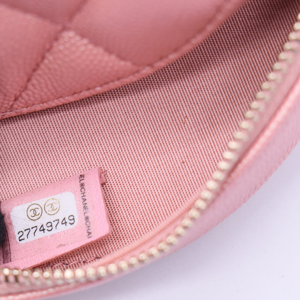 Round Clutch with Chain Quilted Iridescent Caviar Mini Twins LDJ3709