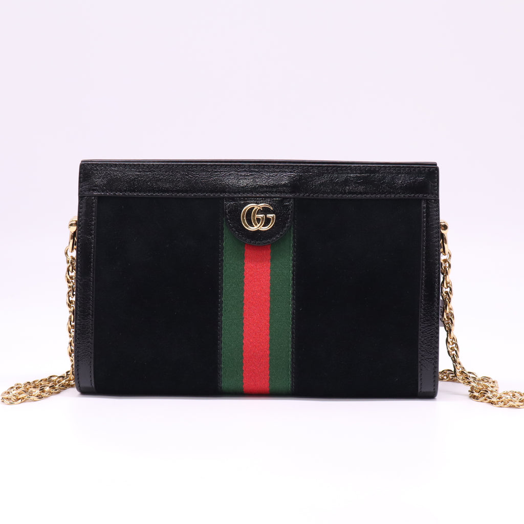 Gucci Small Ophidia Web Suede Chain Shoulder Bag B22796