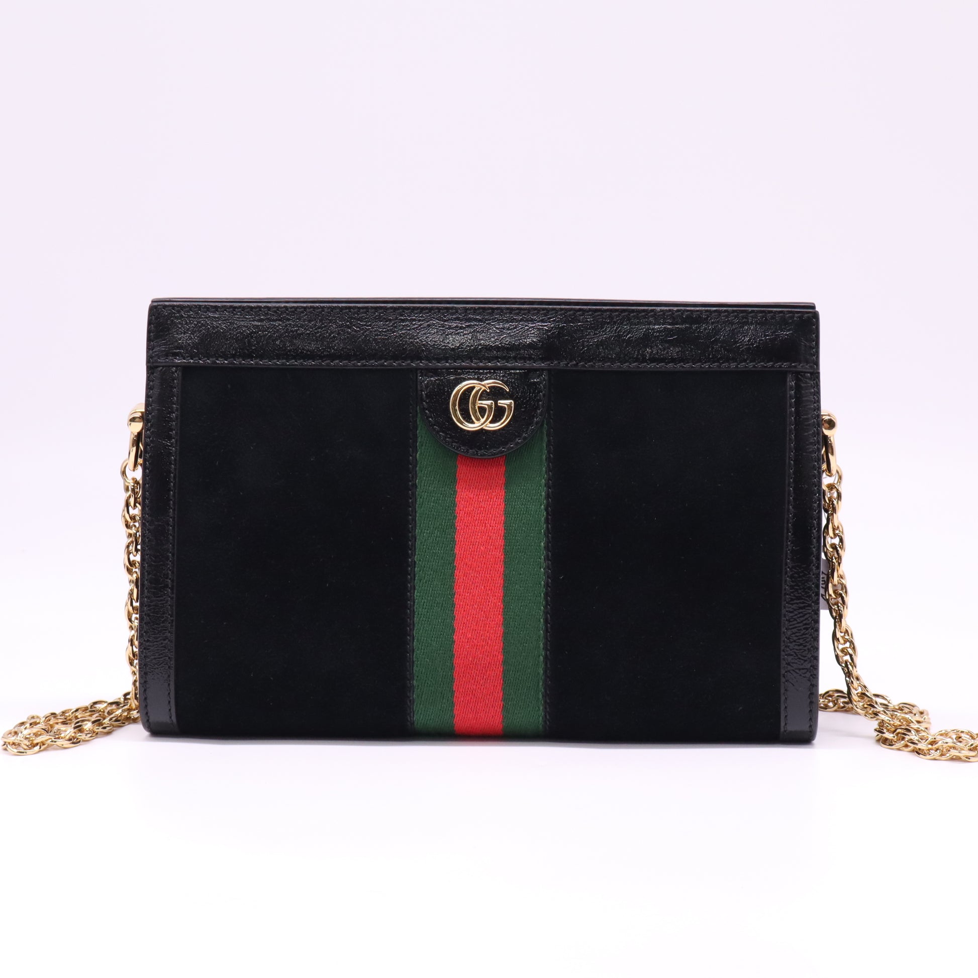 Gucci Small Ophidia Web Suede Chain Shoulder Bag B22796