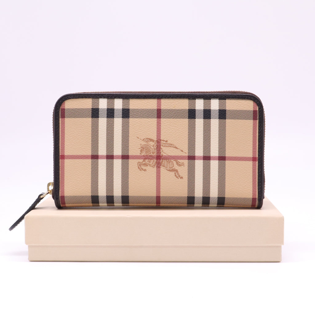 Burberry Haymarket Check Zip Around Wallet W22194