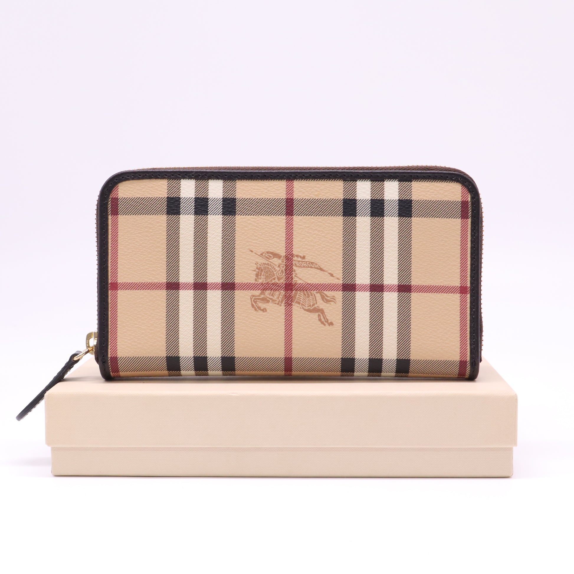 Burberry Haymarket Check Zip Around Wallet W22194