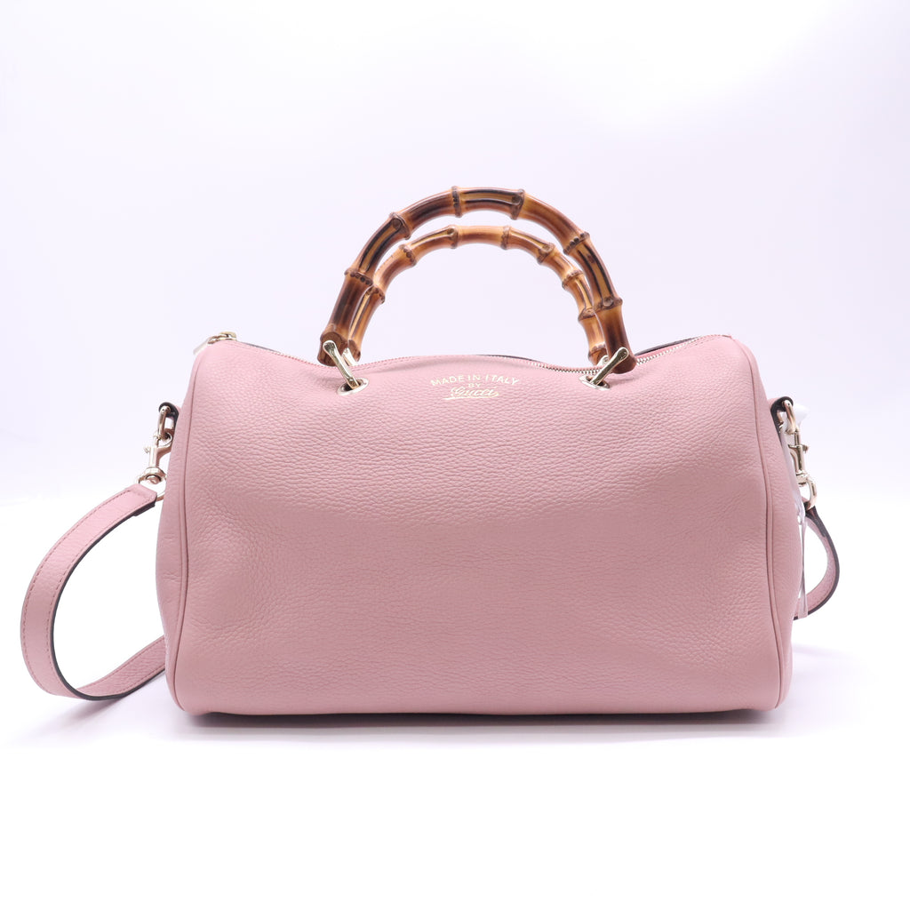 Gucci Calfskin Bamboo Shopper Boston Bag twins B23579