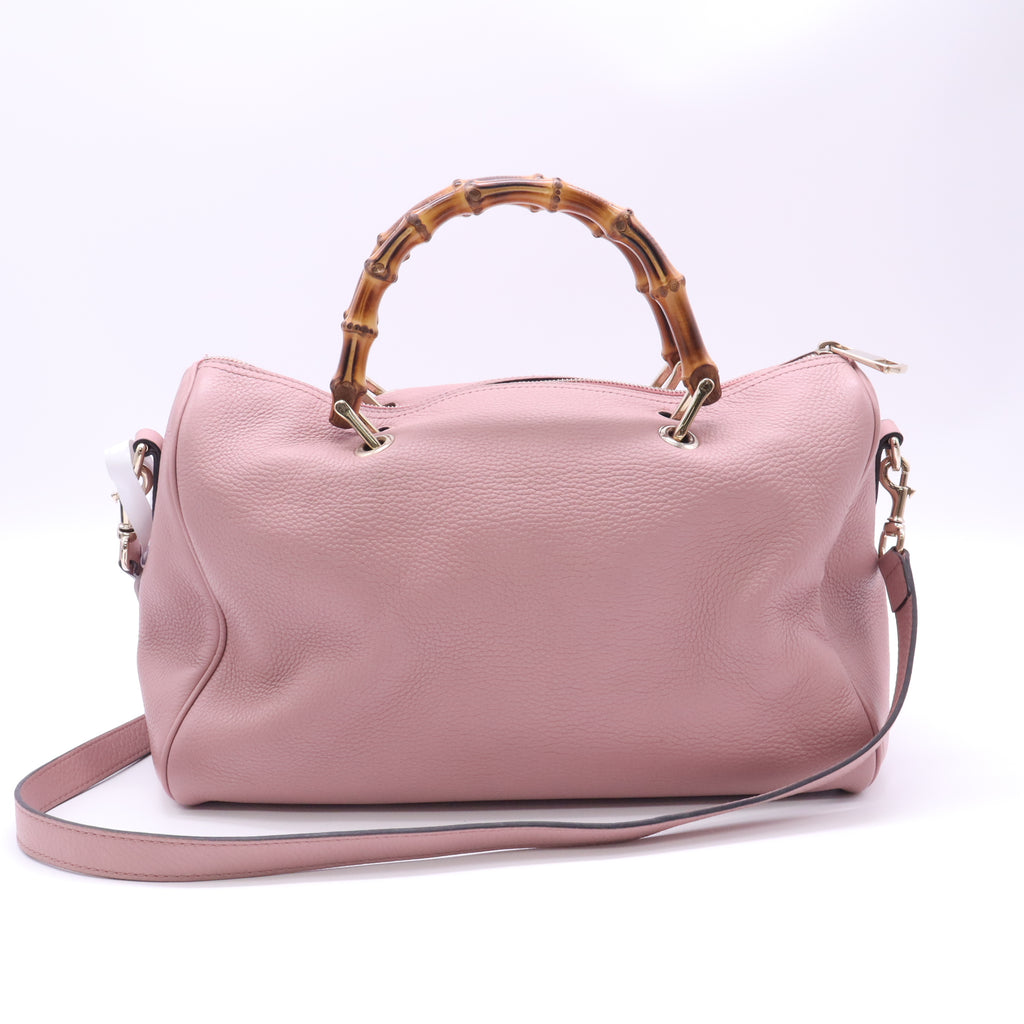 Gucci Calfskin Bamboo Shopper Boston Bag twins B23579
